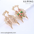 94172 indian Style leaf shape Colorful fancy design gold plated diamond Earring Jewelry